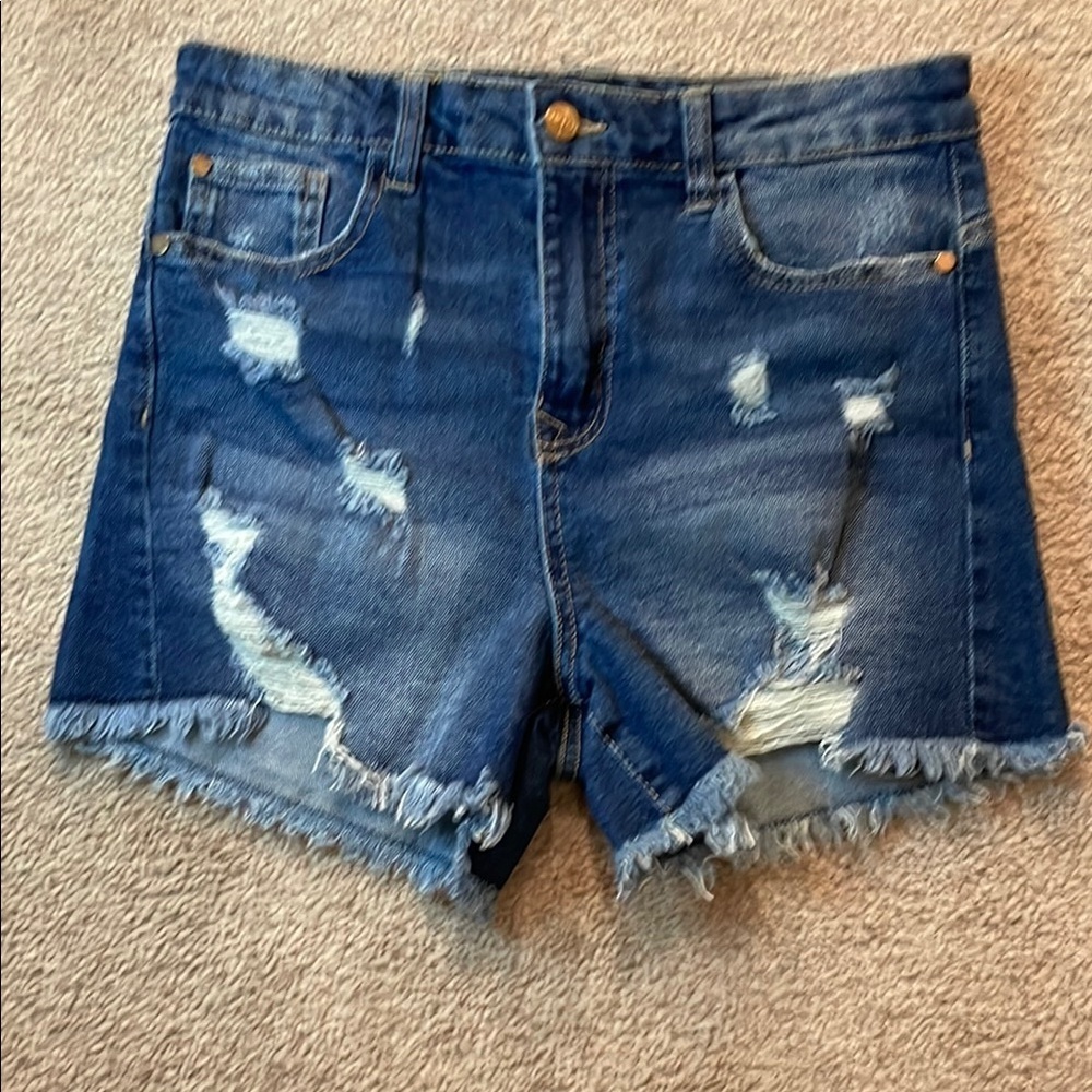 Kendall & Kylie Blue Jean Shorts Distressed Cut-Off